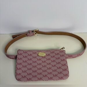 Michael Kors Pink Logo Mini Belt Bag with Gold Hardware